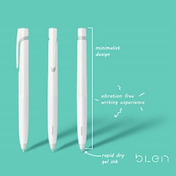 bLen Retractable Gel Pen .7mm White Barrel with Black Ink - 2/pkg.