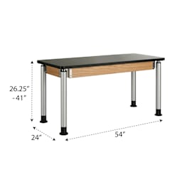 Diversified Spaces Adjustable Height Table - 24" x 54" top, with dimensions