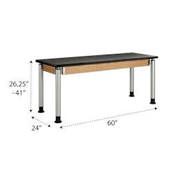 Diversified Spaces Adjustable Height Table - 24" x 60" with dimensions