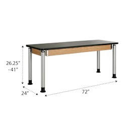 Diversified Spaces Adjustable Height Table - 24" x 72" with dimensions