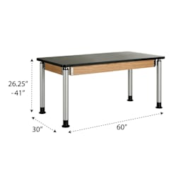 Diversified Spaces Adjustable Height Table - 30" x 60" with dimensions
