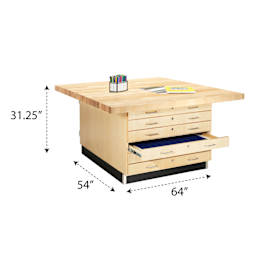 Diversified Spaces 4-Station Workbench - Without Vises - dimensions