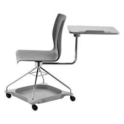 National Public Seating Black CoGo Chair-side view showing storage tray and tablet arm in rear