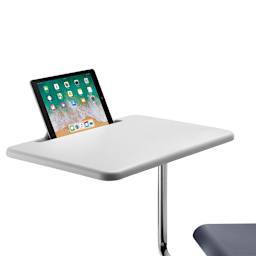 Closeup of arm showing slot for tablet storage