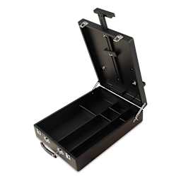 Blick Studio Sketch Box Easel - Black Beechwood easel open showing dividers