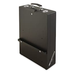 Blick Studio Sketch Box Easel - Black Beechwood Easel folded and upright for transport