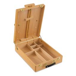 Blick Studio Sketch Box Easel - Natural Beechwood easel open showing dividers