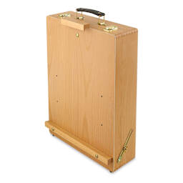 Blick Studio Sketch Box Easel - Natural Beechwood Easel folded and upright for transport