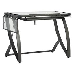 Studio Designs Futura Luxe Craft Table - Left Angle showing side shelf folded down and top flat