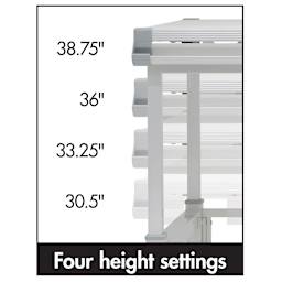 Studio Designs Graphix II Pro Line Table With Drawers - Chart showing various height settings
