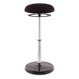 Kore Design Office Plus Sit-Stand Adjustable Chair - Fabric Seat Cover, Black, Shown at maximum height.