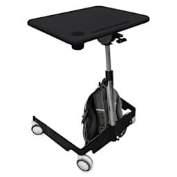 Kore Design Kids Sit-Stand Mobile Student Desk - Black shown with a backpack on the hook