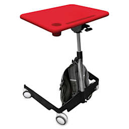 Kore Design Kids Sit-Stand Mobile Student Desk - Red shown with backpack on hook