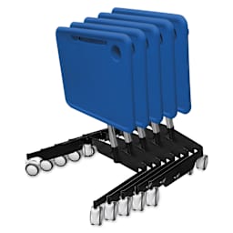 Kore Design Kids Sit-Stand Mobile Student Desk - Blue folded and grouped for storage, sold individually.