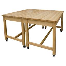 Hann Collaboration Tables, Maple Top, 30" W x 60" L, Two Tables Pushed Together