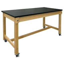 Hann Collaboration Table, Black High Pressure Laminate Top, 30" W x 60" L