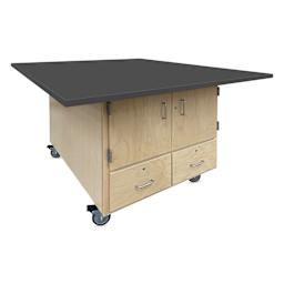 Hann Mobile Workstation - 2-Door, Black Laminate Top with 2-Drawers