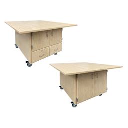 Hann Mobile Workstation - 2-Door, Maple Laminate Top with 2-Drawers, both sides shown