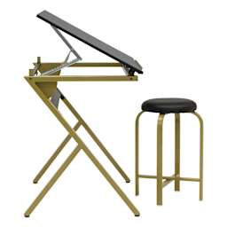 Studio Designs Stellar Drawing Table Set (Drawing table with stool, Tabletop tilted, Side view of set)