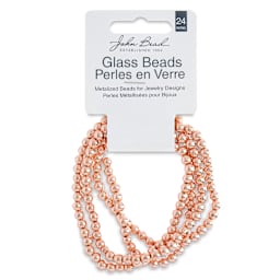 John Bead Metalized Glass Beads - 24" Copper 4 mm Strand in Hanging package