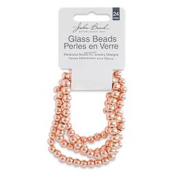 John Bead Metalized Glass Beads - 24" Copper 6 mm Strand in Hanging package