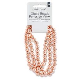 John Bead Metalized Glass Beads - 24" Copper 8 mm Strand in Hanging package