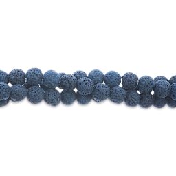 John Bead Earth's Jewels Lava Stone Bead Strand - Starry Night, 8 mm, 8" Strand (Close-up of beads)