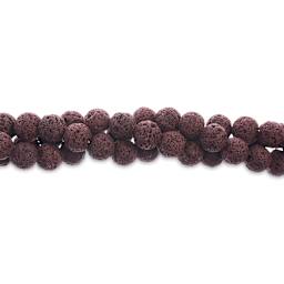 John Bead Earth's Jewels Lava Stone Bead Strand - Sedona Red, 8 mm, 8" Strand (Close-up of beads)