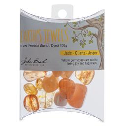 John Bead Earth's Jewels - Front view of package of dyed Yellow Jade type Beads
