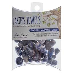 John Bead Earth's Jewels - Front view of package of Dyed Blue Jasper and Magnesite Beads