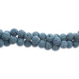 John Bead Earth's Jewels Lava Stone Bead Strand - Royal Azure, 8 mm, 8" Strand (Close-up of beads)