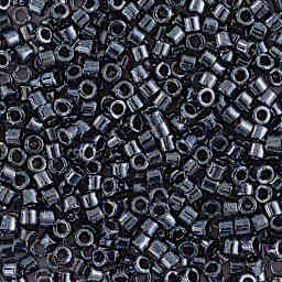 John Bead Miyuki Delica Glass Beads - Gunmetal (Close-up of beads)
