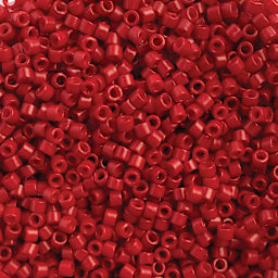John Bead Miyuki Delica Glass Beads - Bright Red, Matte, 11/0, 5.2 g (Close-up of beads)