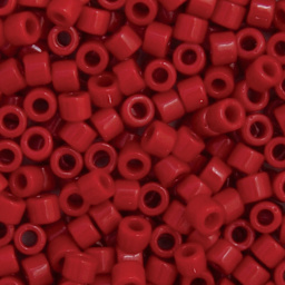JJohn Bead Miyuki Delica Glass Beads - Cranberry, Glossy (Close-up of beads)
