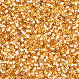 John Bead Miyuki Delica Glass Beads - Gold, Silver Lined, 11/0, 5.2 g (Close-up of beads)