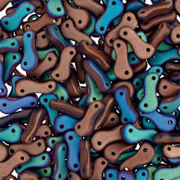 John Bead Czech Link Beads - Loose Black and Glittery Bronze beads