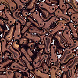 John Bead Czech Link Beads - Loose Glossy Black and Bronze beads