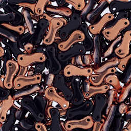 John Bead Czech Link Beads - Loose Black and Capri Gold beads