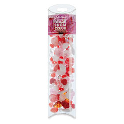 John Bead Czech Glass Bead Mix - Strawberry Swirl, 100 g