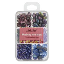 John Bead Czech Glass Bead Recipe Box - Blueberry Ice Cream - front