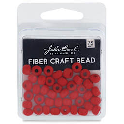 John Bead Fiber Craft Glass Beads - Light Red (In package)