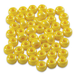 John Bead Fiber Craft Glass Beads - Yellow Luster