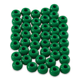 John Bead Fiber Craft Glass Beads - Dark Green beads loose
