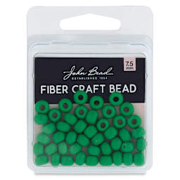 John Bead Fiber Craft Glass Beads - Dark Green (In package)