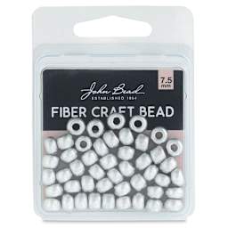 John Bead Fiber Craft Glass Beads - Silver (In package)