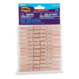 Darice Wooden Spring Clothespins - Small, Pkg of 24
