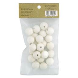 Lia Griffith Cotton Spun Paper Balls - White, 20 mm, Pkg of 24, back of the packaging
