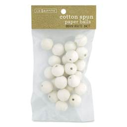 Lia Griffith Cotton Spun Paper Balls - White, 20 mm, Pkg of 24, front of the packaging