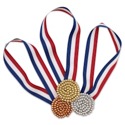 Creativity Street Plastic Pony Beads - Gold, Silver & Copper - finished medal examples