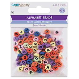 Craft Medley Alphabet Beads - Assorted Colors, Package of 90 (In packaging)